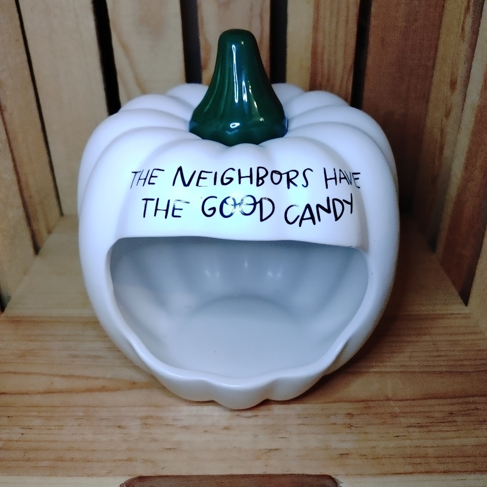 Ceramic White Pumpkin Candy Jar